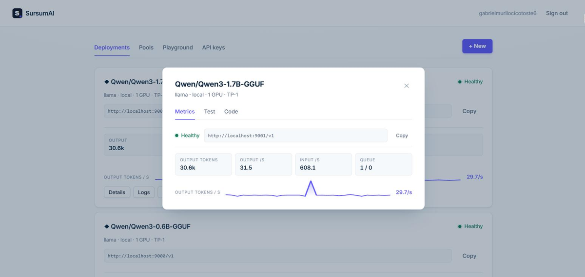 Live metrics for a running model
